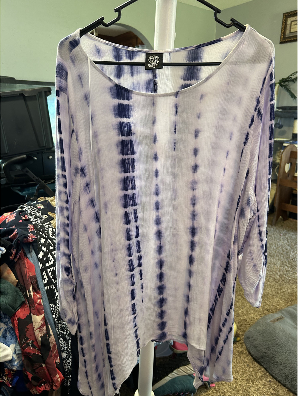 Bobeau Women's Tie-Dye Long Sleeve Top 2X